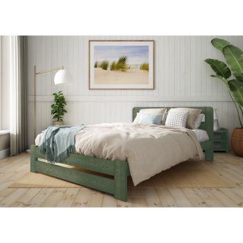 Aurora Bed Frame 3 Feet - Wood - L197 x W98 x H80 cm - Midnight Green