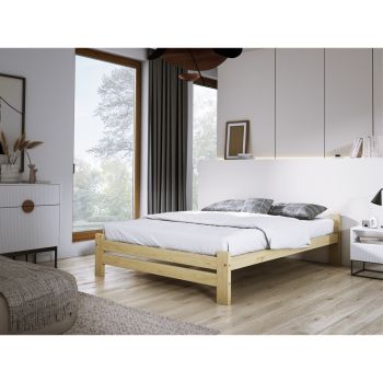 King Size Bed Frame - Wood - L205 x W158.5 x H51 cm - Untreated