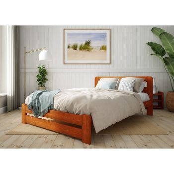 Aurora Bed Frame 4 Feet 6 Inch - Wood - L197 x W146 x H80 cm - Wine