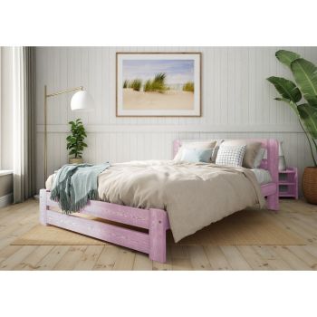 Aurora Bed Frame 4 Feet - Wood - L197 x W128 x H80 cm - Purple Lilac