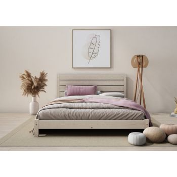 Shibui Bed Frame 4 Feet 6 Inch - Wood - L197 x W146 x H90 cm - Desert Grey