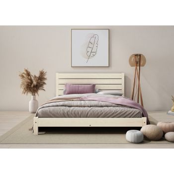 Shibui Bed Frame 4 Feet 6 Inch - Wood - L197 x W146 x H90 cm - Feather