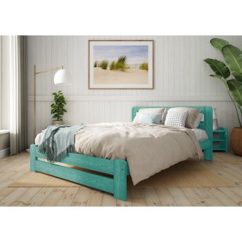 Aurora Bed Frame 5 Feet - Wood - L207 x W161 x H80 cm - Denim