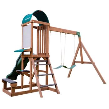 Wilderness Point Swing Set - Wood/Plastic/Metal/Fabric - L316 x W274 x H223 cm