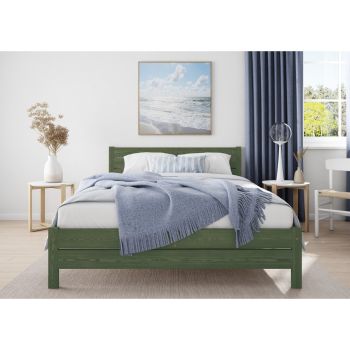 Alva Bed Frame 4Ft6 - Wood - L197 x W146 x H90 cm - Midnight Green