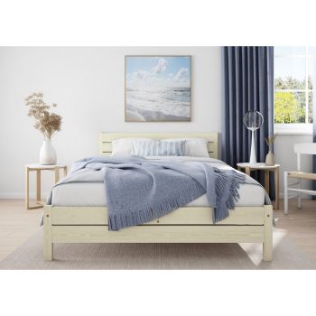 Alva Bed Frame 4 Feet - Wood - L197 x W128 x H90 cm - Feather
