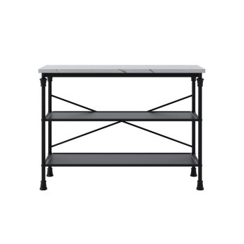 Fairmont Console Table - Wood Variant/Metal - L40 x W110 x H80 cm - Marble Effect/Black - Flat Pack