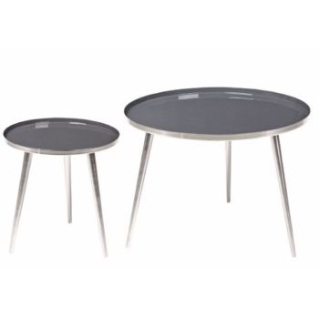 56/37cm Nest of Tables - L56 x W56 x H40 cm - Grey/Silver