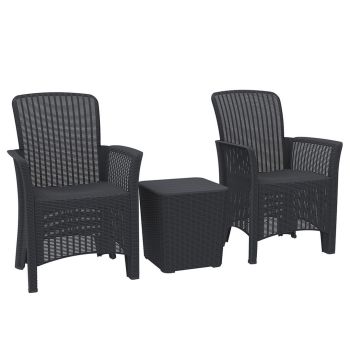 Faro Relax 3 Pc Bistro Set - Polypropylene - H42 x W38.9 x L38.9 cm - Black
