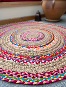 FIESTA Round Rug Jute Hand Woven with Recycled Fabric (FIESTA120R)