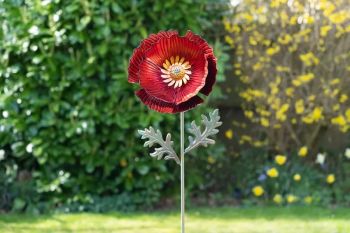 Poppy Garden Ornament - Steel - Red