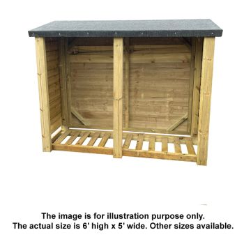 Felted Heavy Duty Log Store - Timber - L67 x W150 x H180 cm - Minimal Assembly Required