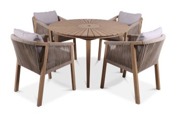 Roma 4 Seater Dining Set with Fixed Chairs - Acacia Hardwood - Light Teak