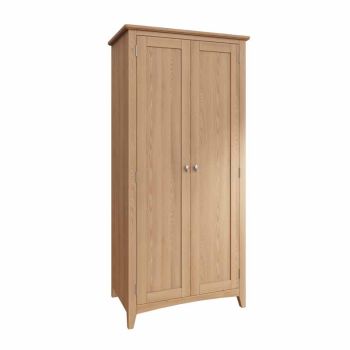 2 Door Full Hanging Wardrobe - Pine/MDF - L85 x W52 x H180 cm - Light Oak