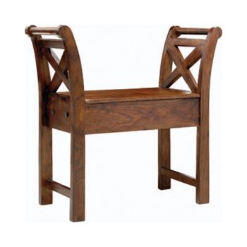 Jaipur Single Seater Bench with Box - Sheesham Wood - L33 x W72 x H72 cm - Honey Dark Finish