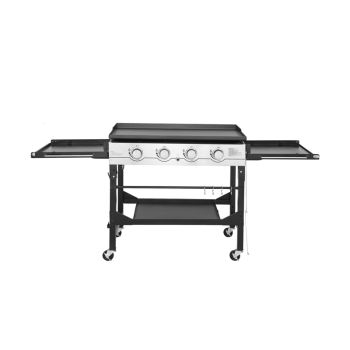 Callow 4 Burner Flat Top Gas Outdoor Cooking Griddle - 4 x 4kw Large Hi Power Burners with Quality Cover - Steel - L92 x W193 x H62 cm - Black