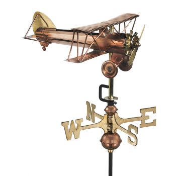 Cottage Bi Plane Copper Weathervane - H44 x W40 x L33 cm