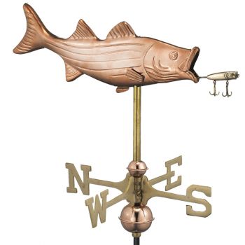 Cottage Bass with Lure Copper Weathervane