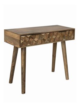 Geometric Console Table 2 Drawer - Mango Wood - L40 x W91 x H76 cm - Light Finish - Assembly Required