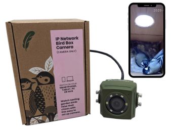 Wired Network Bird Box with Wildlife HD Camera - L0.75 x W0.95 x H1.38 cm