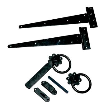 18 Inch Carlton Single Gate Fittings, T - Hinge, Latch - Black