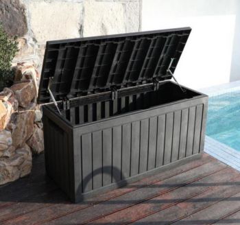 Rattan Cushion Storage Box - Charcoal