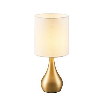  Sarah Metal Table Lamp with Touch Light, Cream Fabric Shade - Polished Brass - 18 x 38 x 38 cm