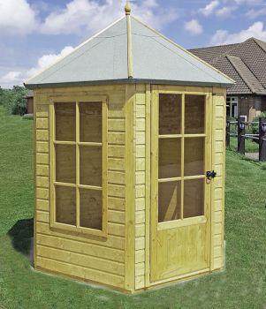 Gazebo 6 x 6 Feet Pressure Treated Double Door with Two Opening Windows Summerhouse