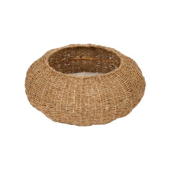  Seagrass Weaving Cat Bed Dome Basket with Cushions - Tan / Cream cushions - 50 x 22 x 22 cm