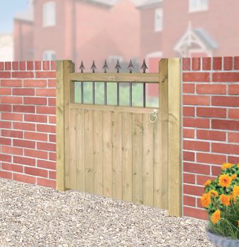 Hampton Low Single Garden Gate - Pressure Treated Scandinavian Redwood - W750 x H1200 mm