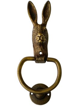 Cast Iron Hare Door Knocker - Iron - L4 x W10.5 x H23.5 cm - Antique Brass