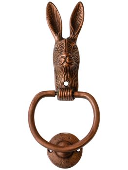 Cast Iron Hare Door Knocker - Iron - L4 x W10.5 x H23.5 cm - Antique Copper