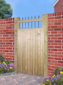 Hampton Tall Single Garden Gate - Pressure Treated Scandinavian Redwood - W750 x H1800 mm