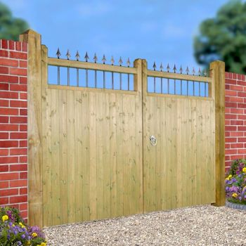 Hampton Tall Double Driveway Garden Gate - Pressure Treated Scandinavian Redwood - W2400 x H1800 mm