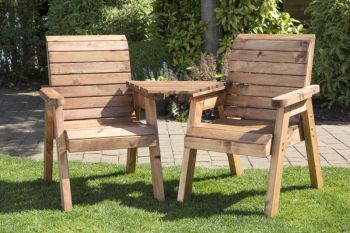 Twin Companion (Angled) Set Boxed (Flatpacked), Wooden Garden Love Seat - W180 x D90 x H98
