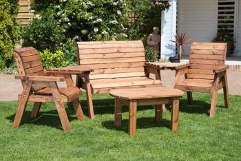 Four Seater Garden Furniture Multi Set - Wooden - L150 x W310 x H98 cm - Flat Packed - Minimal Assembly Required
