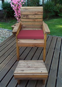 One Seater Lounger with Cushions - W68 x D135 x H98 - Fully Assembled - Burgundy