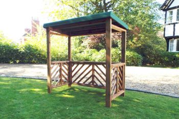 Dorchester BBQ Shelter (Green Roof Cover) - W170 x D100 x H196 - Fully Assembled - Green
