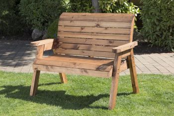 Traditional Two Seater Bench Boxed (Flatpacked), Wooden Garden Seat W118 x D74 x H98