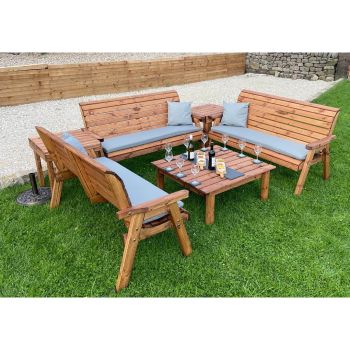 Nine Seater Balmoral Deluxe Garden Furniture Set - L240 x W284 x H98 cm - Grey