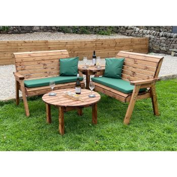 Four Seater Balmoral Corner Set C/W Round Coffee - L190 x W178 x H98 cm - Green