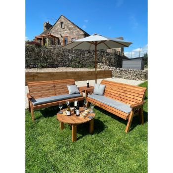 Six Seater Balmoral Corner Garden Furniture Set with Round Coffee - L240 x W284 x H98 cm - Grey
