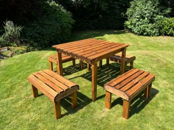 Knights Four Seater Garden Table Set - Timber - L160 x W170 x H80 cm