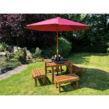 Knights Four Seater Garden Furniture Table Set - L160 x W170 x H80 cm - Burgundy