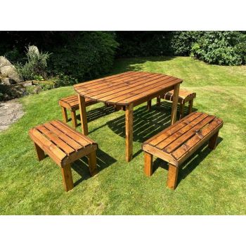 Knights Six Seater Garden Furniture Rectangular Set - L245 x W290 x H80 cm - Burgundy