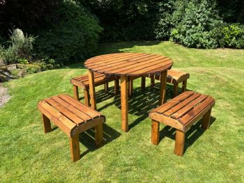 Knights Four Seater Round Garden Table Set - Timber - L230 x W230 x H80 cm