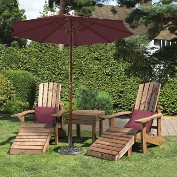 Aidandack Patio Set, Relax Chairs with Side Table - W200 x D145 x H95 - Fully Assembled - Burgundy