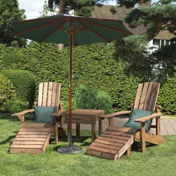Aidandack Patio Set, Relax Chairs with Side Table - W200 x D145 x H95 - Fully Assembled - Green