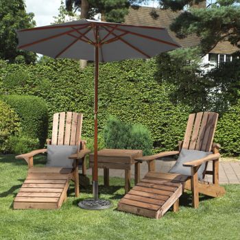 Aidandack Patio Set, Relax Chairs with Side Table - W200 x D145 x H95 - Fully Assembled - Grey