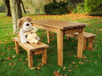 Little Fellas ECO Table Set, Wooden Garden Children's Furniture - W127 x D140 x H62 - Fully Assembled